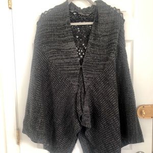Free People Black Marbled Knit Shaw O/S